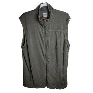 Icebreaker Merino Wool Vest Full Zip Outdoor Olive Green XL Base Layer Ski
